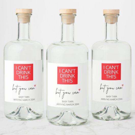 Zwangerschap Ik kan deze Baby niet Drinken onthull Likeurfles Etiket (Flessen)