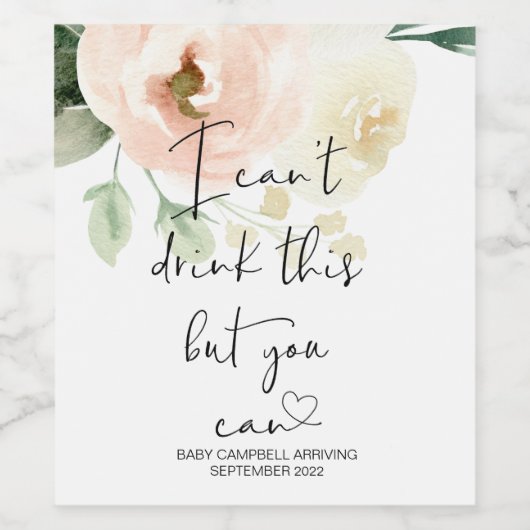 Zwangerschap Ik kan deze Baby niet Drinken Wijn Etiket (Enkel label)