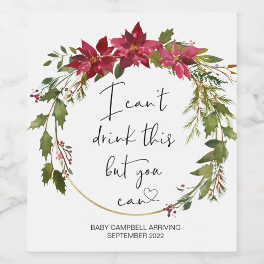 Zwangerschap Ik kan niet Drink deze Baby onthullen Wijn Etiket (Enkel label)