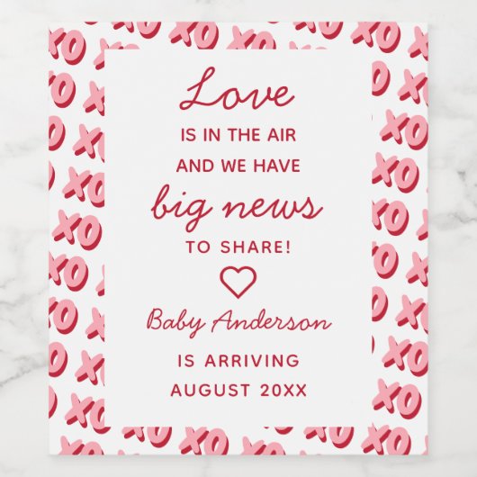 Zwangerschap in de familie Fun Valentijnsdag Wijn Etiket (Enkel label)