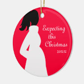 Zwangerschap in het rood en wit keramisch ornament (Links)