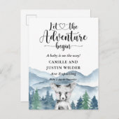 Zwangerschap in het Rustic Forest Adventure geberg Aankondigingskaart (Voorkant / Achterkant)