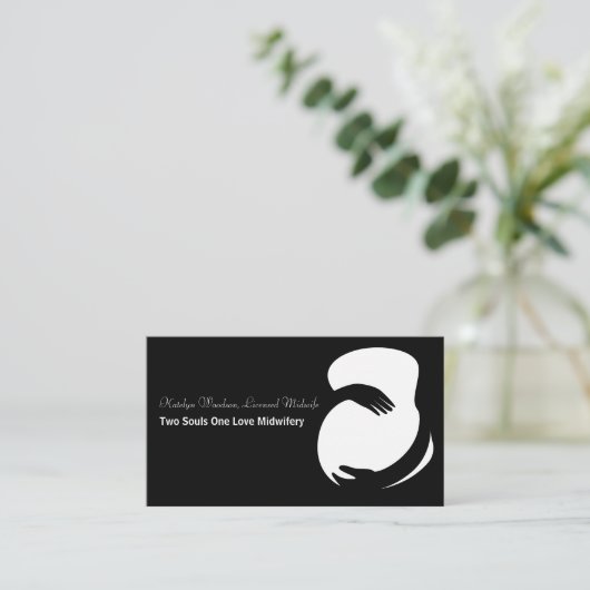 Zwangerschap in het zwart Wit Visitekaartje (Staand voorkant)