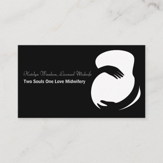 Zwangerschap in het zwart Wit Visitekaartje (Voorkant)