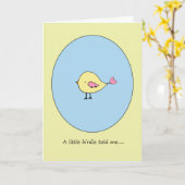 Zwangerschap in verwachting van een kleine birdie  kaart (Gele Bloem)
