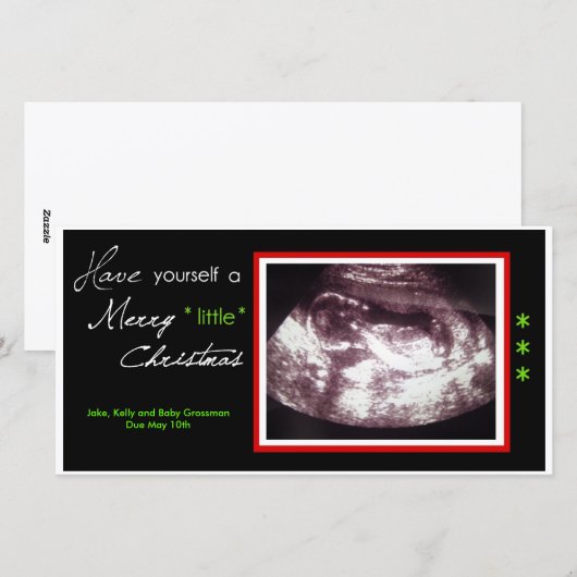 Zwangerschap Kerst Kaart- Echografie Foto Feestdagenkaart (Voorkant / Achterkant)