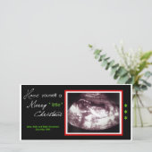 Zwangerschap Kerst Kaart- Echografie Foto Feestdagenkaart (Staand voorkant)