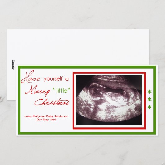 Zwangerschap Kerst Kaart- Echografie Foto Feestdagenkaart (Voorkant / Achterkant)