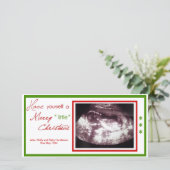 Zwangerschap Kerst Kaart- Echografie Foto Feestdagenkaart (Staand voorkant)