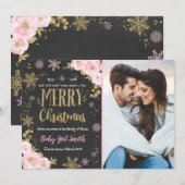 Zwangerschap kerstfoto Gold Kaart (Voorkant / Achterkant)