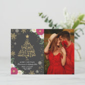 Zwangerschap kerstfoto Kaart Floral (Staand voorkant)