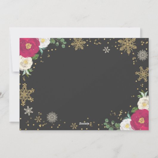 Zwangerschap kerstfoto Kaart Floral (Achterkant)