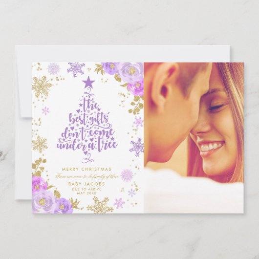Zwangerschap kerstfoto Kaart Floral (Voorkant)