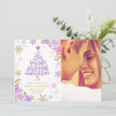 Zwangerschap kerstfoto Kaart Floral (Staand voorkant)