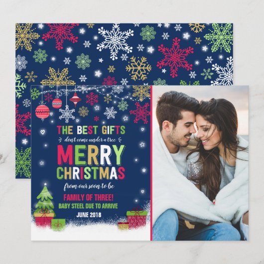 Zwangerschap kerstfoto Rode kaart (Voorkant / Achterkant)