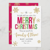 Zwangerschap kerstkaart Eenvoudig Lijst (Voorkant / Achterkant)