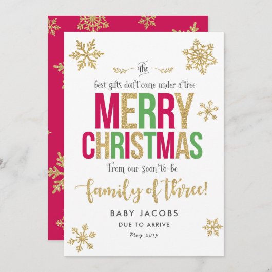 Zwangerschap kerstkaart Eenvoudig Lijst (Voorkant / Achterkant)