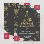 Zwangerschap kerstkaart Floral Lijst (Voorkant / Achterkant)