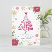 Zwangerschap kerstkaart Floral Lijst (Staand voorkant)