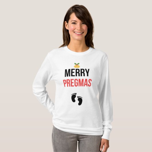 Zwangerschap Kerstmis Zwangerschap Aankondiging T-shirt (Voorkant volledig)