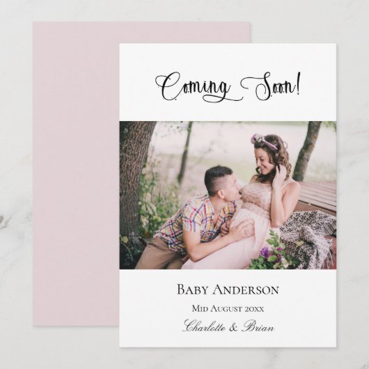 Zwangerschap komt binnenkort zwangere baby fotoroz aankondiging (Voorkant / Achterkant)