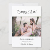 Zwangerschap komt binnenkort zwangere baby fotoroz aankondiging (Voorkant)