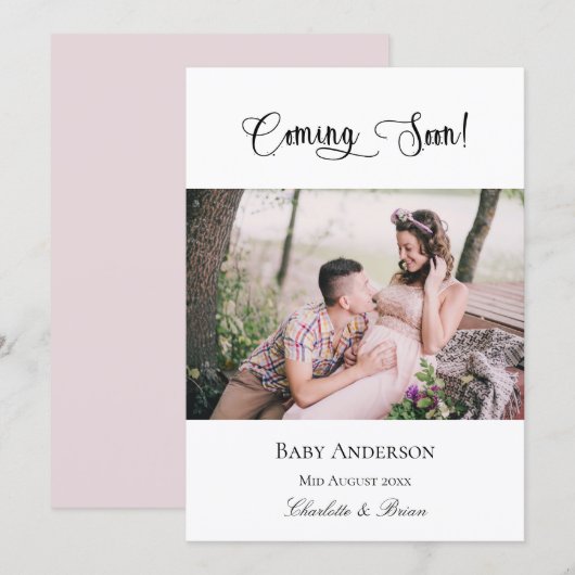 Zwangerschap komt binnenkort zwangere baby fotoroz aankondiging (Voorkant / Achterkant)