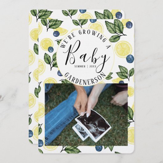Zwangerschap Lemon Blueberry Aankondiging (Voorkant / Achterkant)