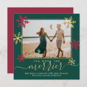 Zwangerschap met groene en rode foto's aankondiging (Voorkant / Achterkant)