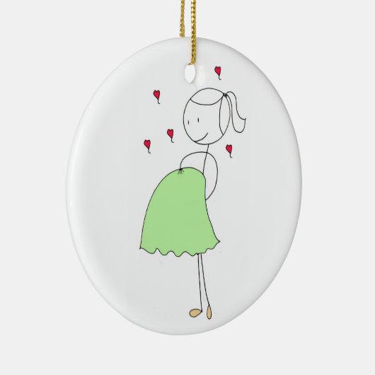 Zwangerschap met kerstmis keramisch ornament (Rechts)