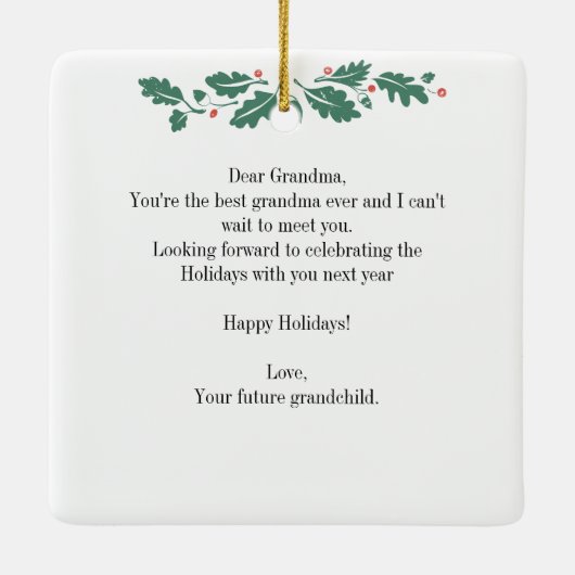 Zwangerschap met kerstmis Ultrasound Foto Grandma Keramisch Ornament (Achterkant)