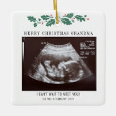 Zwangerschap met kerstmis Ultrasound Foto Grandma Keramisch Ornament (Voorkant)