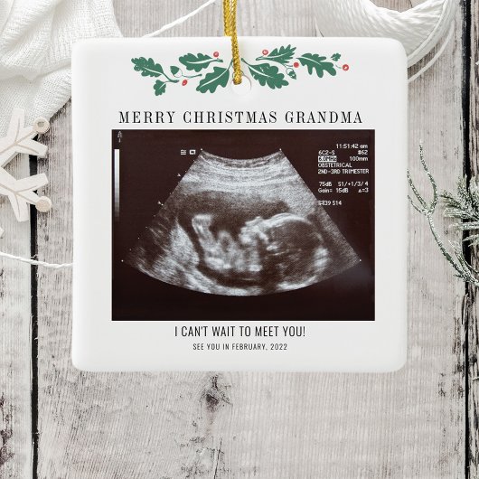 Zwangerschap met kerstmis Ultrasound Foto Grandma Keramisch Ornament