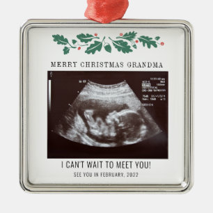 Zwangerschap met kerstmis Ultrasound Foto Grandma Metalen Ornament
