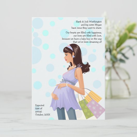 Zwangerschap moeder (jongen) Aankondiging (Staand voorkant)