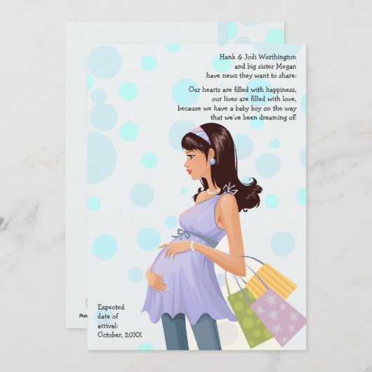 Zwangerschap moeder (jongen) Aankondiging (Voorkant / Achterkant)