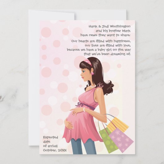 Zwangerschap moeder (meisje) Aankondiging (Voorkant)