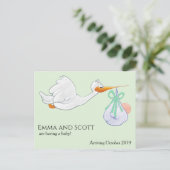 Zwangerschap New Baby Arrival Stork Schattige Briefkaart (Staand voorkant)