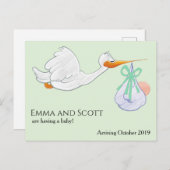 Zwangerschap New Baby Arrival Stork Schattige Briefkaart (Voorkant / Achterkant)