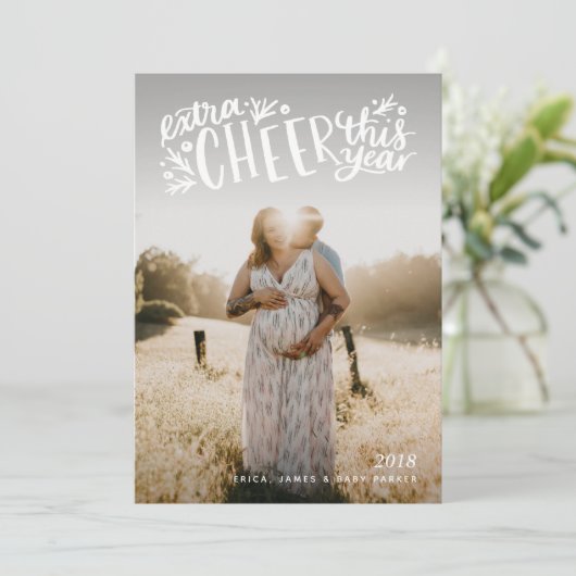 Zwangerschap of kerstkaart met geboorteaankondigin kaart (Staand voorkant)