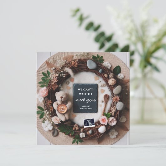 Zwangerschap onthullen aankondiging met echografie (Staand voorkant)