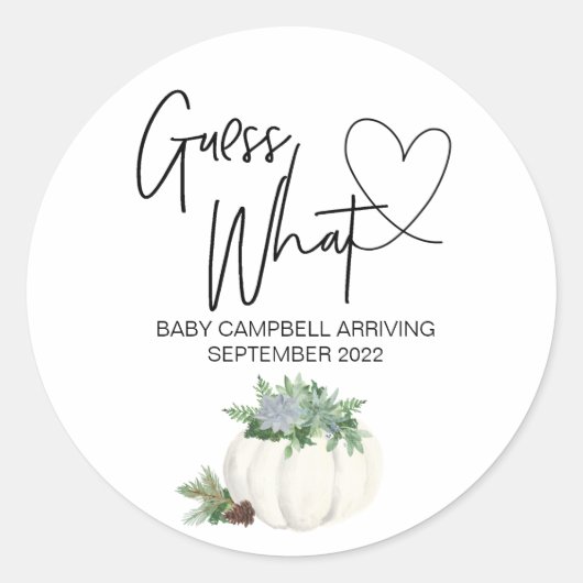 Zwangerschap Onthullen Guess Welke Baby Thanksgivi Ronde Sticker (Voorkant)