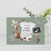 Zwangerschap Onthullen Herfst Thanksgiving Pompoen Aankondiging (Staand voorkant)