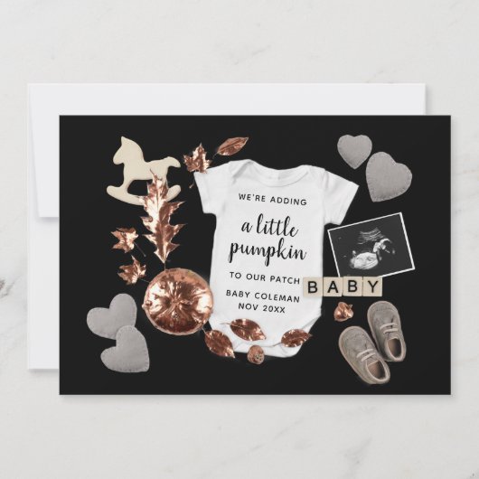 Zwangerschap Onthullen Herfst Thanksgiving Pompoen Aankondiging (Voorkant)