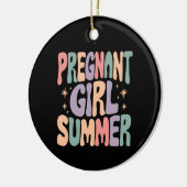 Zwangerschap onthullen Zwanger Meisje Zomer Baby s Keramisch Ornament (Links)