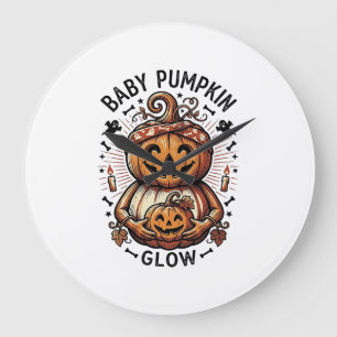 Zwangerschap Pompoen Shirt Vintage Halloween Buik Grote Klok