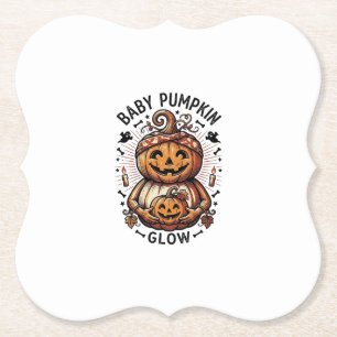Zwangerschap Pompoen Shirt Vintage Halloween Buik  Kartonnen Onderzetters
