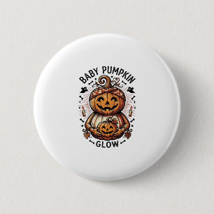Zwangerschap Pompoen Shirt Vintage Halloween Buik  Ronde Button 5,7 Cm