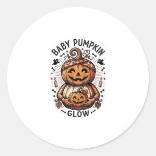 Zwangerschap Pompoen Shirt Vintage Halloween Buik Ronde Sticker