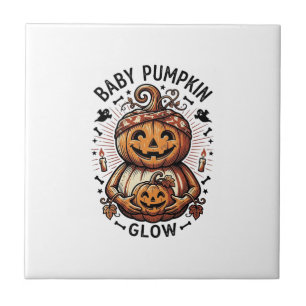 Zwangerschap Pompoen Shirt Vintage Halloween Buik Tegeltje